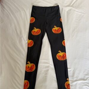 Goldsheep Pumpkin Print Leggings - Black and Orange